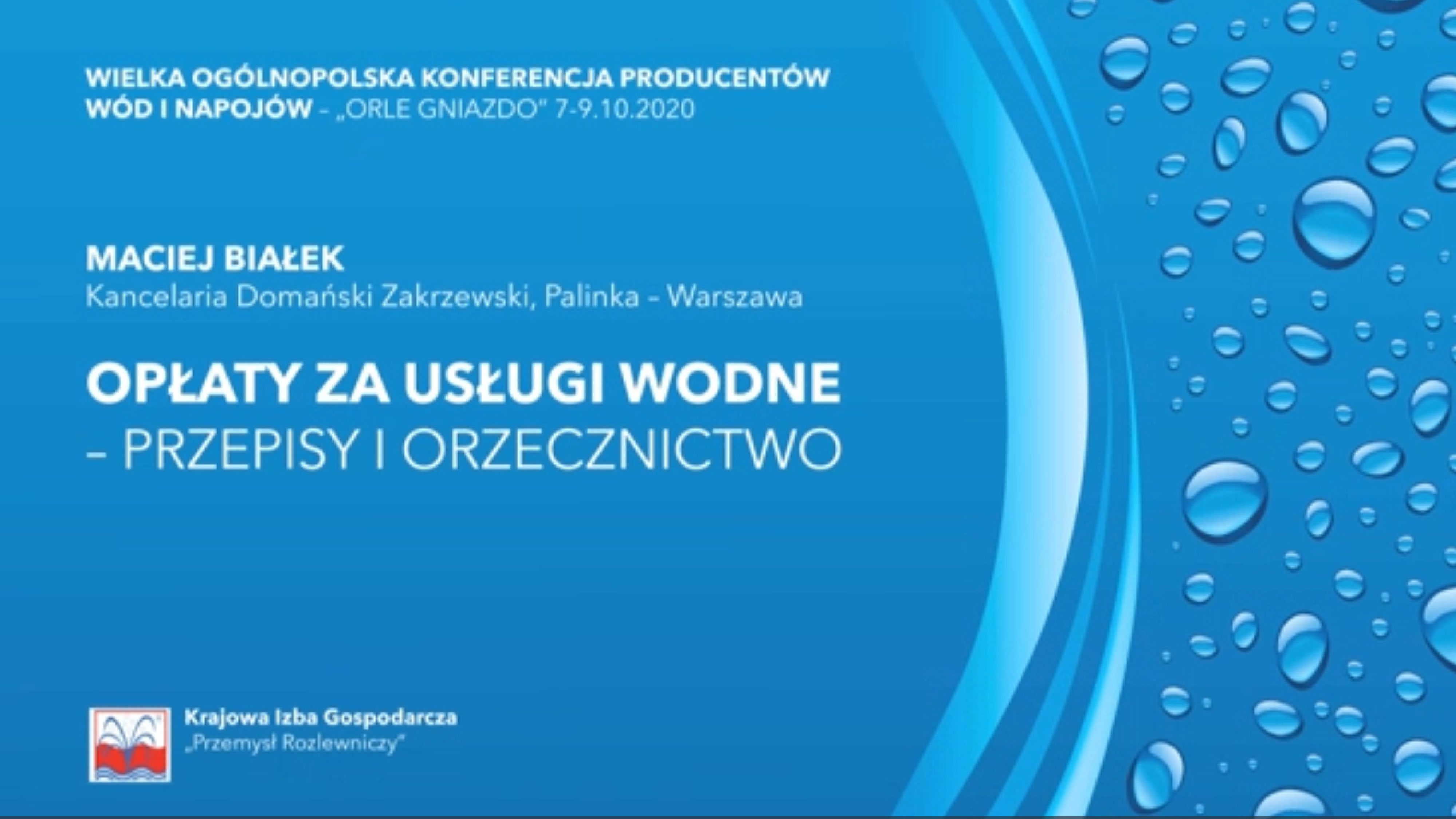 Maciej Białek: „Opłaty za usługi wodne – przepisy i orzecznictwo”